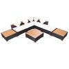 8 pcs conjunto lounge de jardim c/ almofadões vime PE preto - Image 2