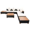 8 pcs conjunto lounge de jardim c/ almofadões vime PE preto - Image 3