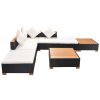7 pcs conjunto lounge de jardim c/ almofadões vime PE preto - Image 3