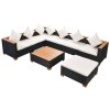 8 pcs conjunto lounge de jardim c/ almofadões vime PE preto - Image 2