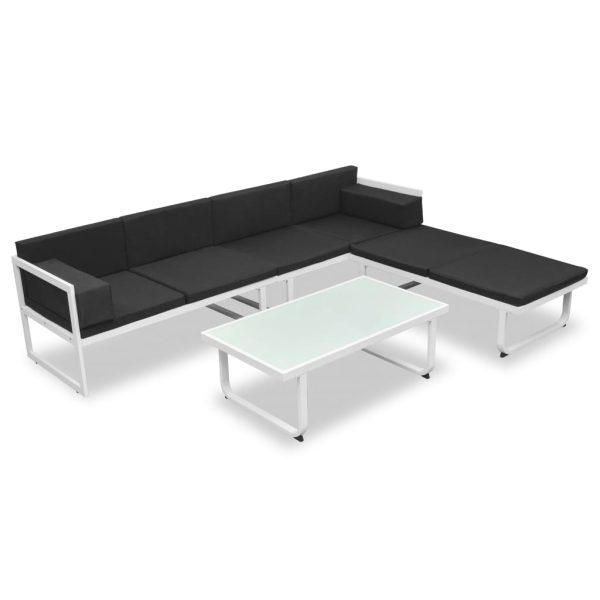 4 pcs conjunto lounge p/ jardim com almofadas alumínio preto - Image 2