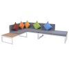 5 pcs conjunto lounge p/ jardim com almofadas alumínio e WPC - Image 3