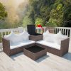 4 pcs conjunto lounge jardim c/ almofadões vime PE castanho - Image 3