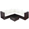 4 pcs conjunto lounge jardim c/ almofadões vime PE castanho - Image 2