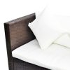 4 pcs conjunto lounge jardim c/ almofadões vime PE castanho - Image 3