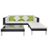 4 pcs conjunto lounge de jardim c/ almofadões vime PE preto - Image 3