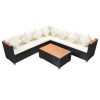 5 pcs conjunto lounge de jardim c/ almofadões vime PE preto - Image 3