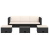 4 pcs conjunto lounge de jardim c/ almofadões vime PE preto - Image 3