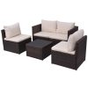 5 pcs conjunto lounge jardim c/ almofadões vime PE castanho - Image 3