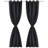 Cortinas blackout 2 pcs com ilhós de metal 135x175 cm preto - Image 2