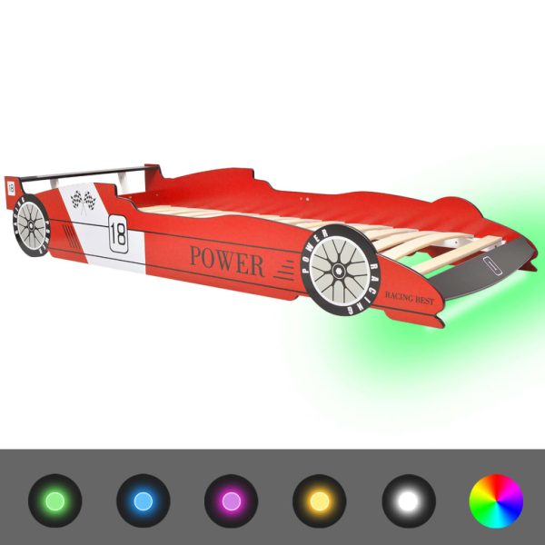 Cama carro de corrida LED para crianças 90x200 cm vermelho - Image 2