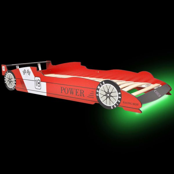 Cama carro de corrida LED para crianças 90x200 cm vermelho - Image 3