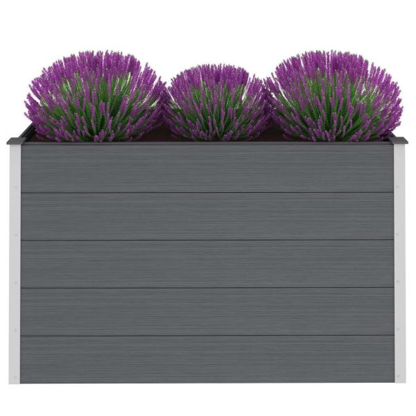 Canteiro elevado para jardim WPC 150x50x91 cm cinzento - Image 2