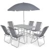8pcs conjunto de jantar para jardim textilene cinzento