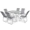 8pcs conjunto de jantar para jardim textilene cinzento - Image 2