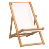 Cadeira de pátio em teca 56x105x96 cm creme - Image 2