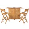 Conjunto de bistrô c/ cadeiras dobráveis 3 pcs madeira teca - Image 2