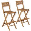 Bancos de bar exterior dobráveis 2 pcs madeira teca maciça