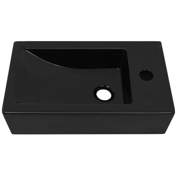 Lavatório c/ orifício p/ torneira cerâmica preto 46x25,5x12 cm - Image 3