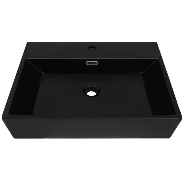 Lavatório + abertura p/ torneira cerâmica preto 76x42,5x14,5cm - Image 3
