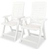 Cadeiras de jardim reclináveis 2 pcs plástico branco