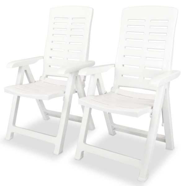 Cadeiras de jardim reclináveis 2 pcs plástico branco