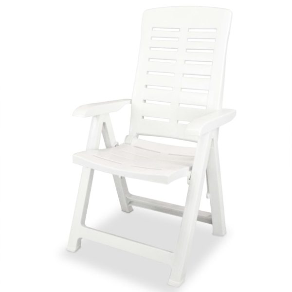 Cadeiras de jardim reclináveis 2 pcs plástico branco - Image 3