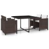 Conjunto de jantar de exterior 13 pcs vime PE castanho