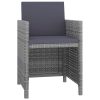 Conjunto de jantar para jardim 13 pcs vime PE cinzento - Image 3