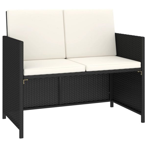 Conjunto de jantar para exterior c/ almofadões 6 pcs vime preto - Image 3