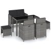 Conjunto jantar p/ exterior com almofadões 6 pcs vime cinzento - Image 2