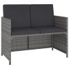Conjunto jantar p/ exterior com almofadões 6 pcs vime cinzento - Image 3
