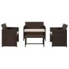 Conjunto de sofá para jardim 8 pcs vime PE castanho