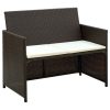 Conjunto de sofá para jardim 8 pcs vime PE castanho - Image 2