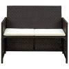 Conjunto de sofá para jardim 8 pcs vime PE castanho - Image 3