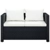 Conjunto de sofás para jardim 11 pcs vime PE preto - Image 3