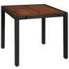 5 pcs conjunto jantar exterior vime PE e madeira acácia preto - Image 2