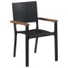 5 pcs conjunto jantar exterior vime PE e madeira acácia preto - Image 3