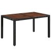 7 pcs conjunto jantar exterior vime PE e madeira acácia preto - Image 2