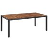 9 pcs conjunto jantar exterior vime PE e madeira acácia preto - Image 2