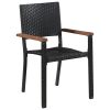 9 pcs conjunto jantar exterior vime PE e madeira acácia preto - Image 3