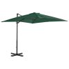 Guarda-sol cantilever c/ poste em alumínio 250x250 cm verde