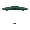 Guarda-sol cantilever c/ poste em alumínio 250x250 cm verde - Image 2