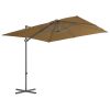 Guarda-sol cantilever poste aço 250x250 cm cinzento-acastanhado - Image 2
