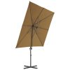 Guarda-sol cantilever poste aço 250x250 cm cinzento-acastanhado - Image 3
