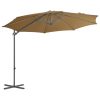 Guarda-sol cantilever poste aço 300 cm cinzento-acastanhado - Image 2