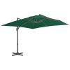 Guarda-sol cantilever c/ poste de alumínio 300x300 cm verde