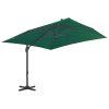 Guarda-sol cantilever c/ poste de alumínio 300x300 cm verde - Image 2