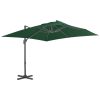 Guarda-sol cantilever poste alumínio 400x300 cm verde