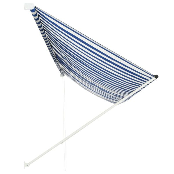 Toldo retrátil 400x150 cm azul e branco - Image 2